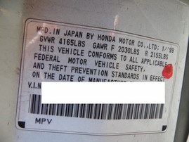 1999 HONDA CR-V EX WHITE 2.0L AT 4WD A17638